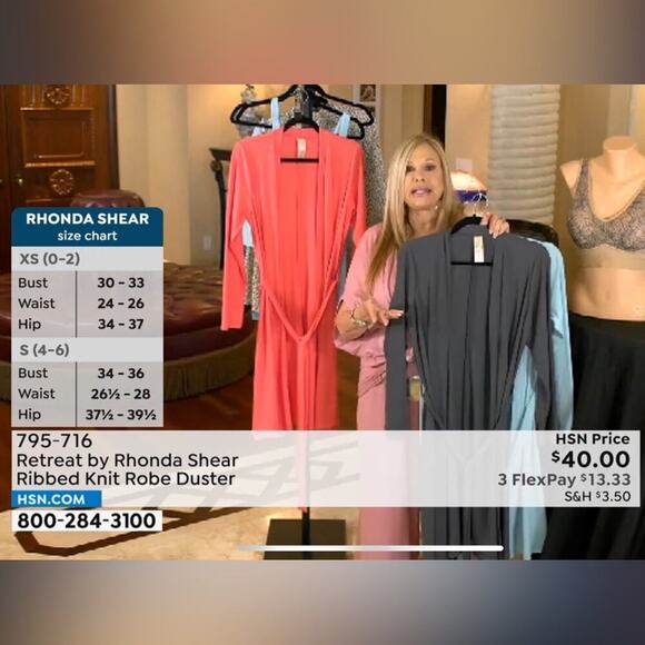 Retreat by Rhonda Shear Ribbed Knit Robe Duster Coral NWT Size S - Picture 2 of 4